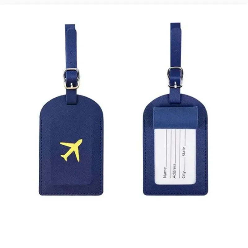 Stamped Leather Business Luggage Tag Suitcase Address Label Luggage Boarding Case Label Name ID Address Clip Travel Accessori