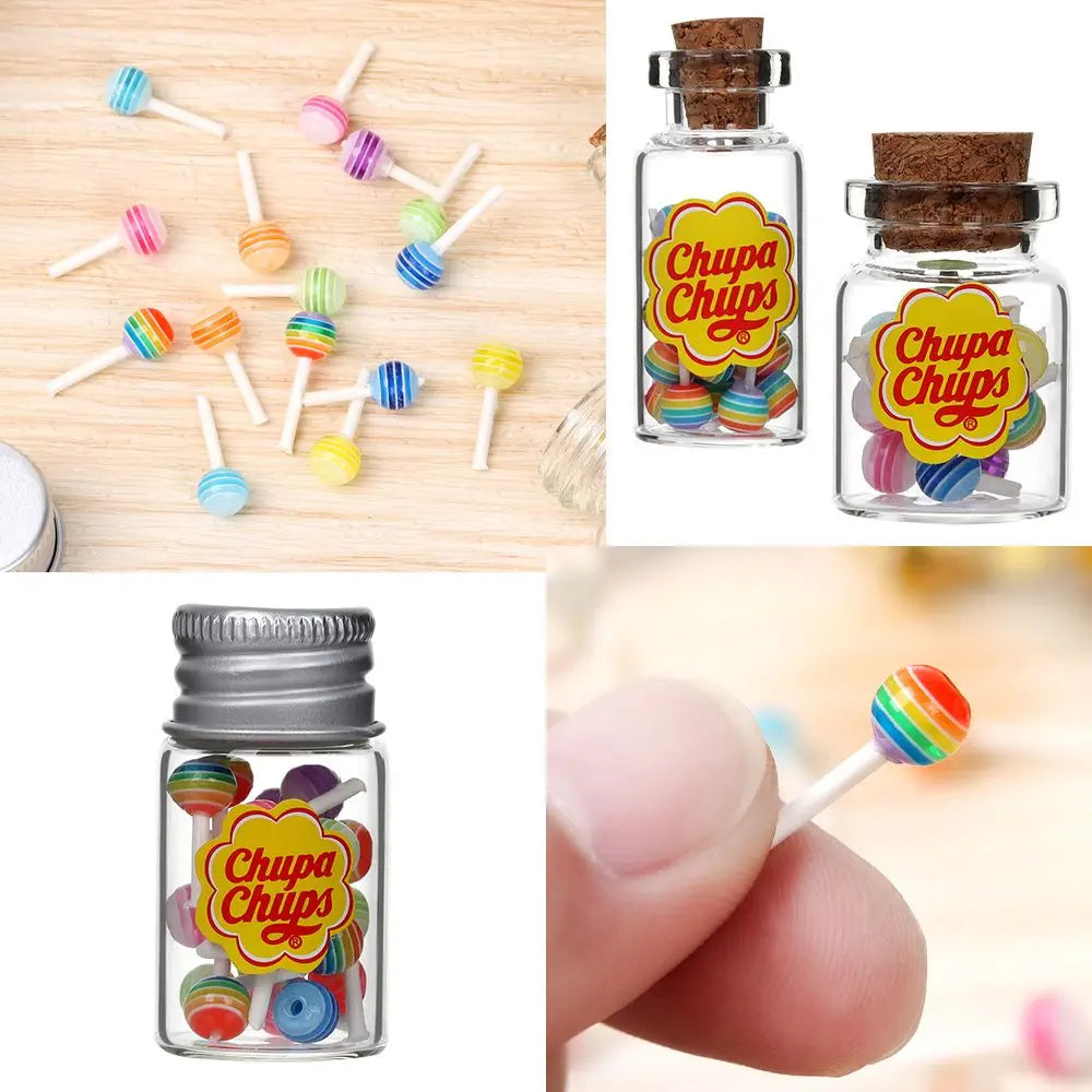 1/12 Scale Doll House DIY Accessories Kitchen Toys Candy Box Lollipops With Jar Dollhouse Miniature Food Simulation Sugar