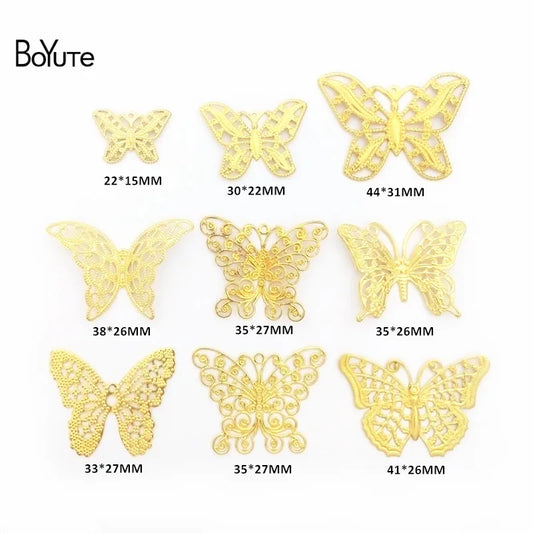 BoYuTe Filigree Mix Styles Metal Brass Stamping Butterfly Flower Filigree Findings DIY Hand Made Jewelry Accessories