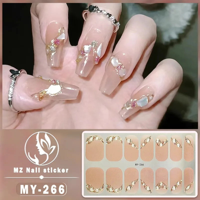 Nail Sticker Full Cover Waterproof Nail Art Manicure Decoration Sweet DIY Nail Decail Rhinestones Self Adhesive Manicure INS 