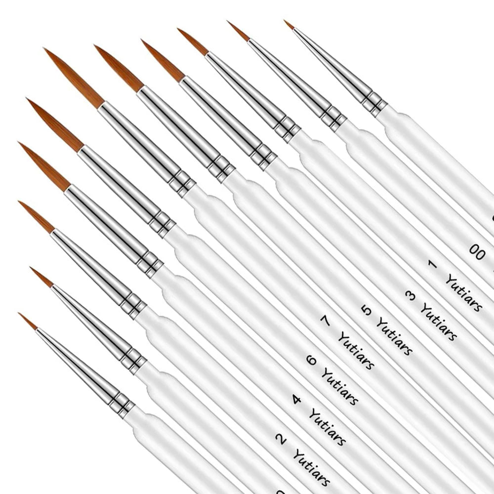 10/11pcs Miniature Paint Brushes, Detail Tip Paint Brushes Set With Ergonomic Handle - Suitable For Acrylic Painting, Oil, Wa