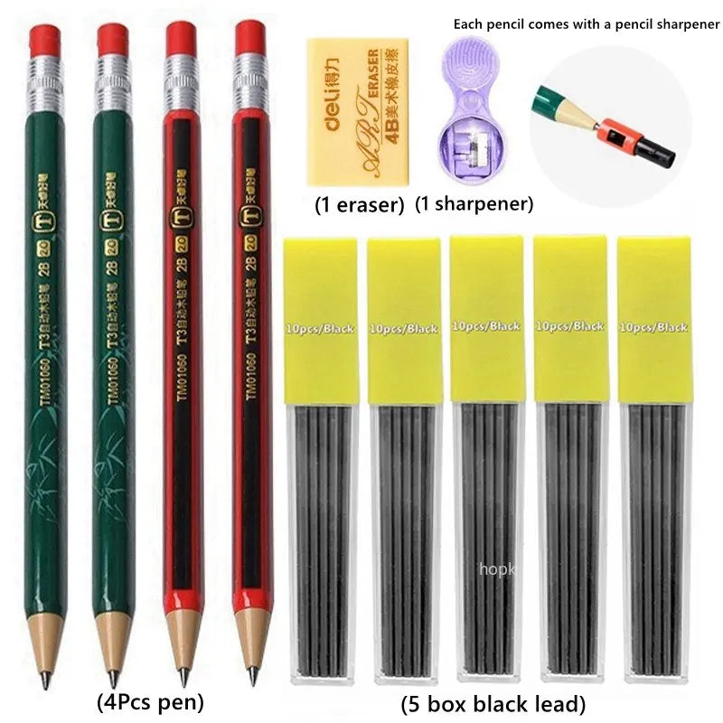 2.0 mm Mechanical Pencils Set 2B Automatic Student Pencils with Sharpener Color Pencil Leads School Pens Kawaii Cute Statione