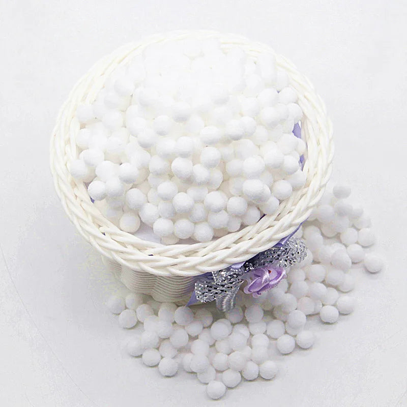 White Pompom 8mm 10mm 15mm 20mm 30mm 40mm Pom Poms Ponpon Crafts Supplies DIY for Kids Garment Sewing Home Wedding Decoration