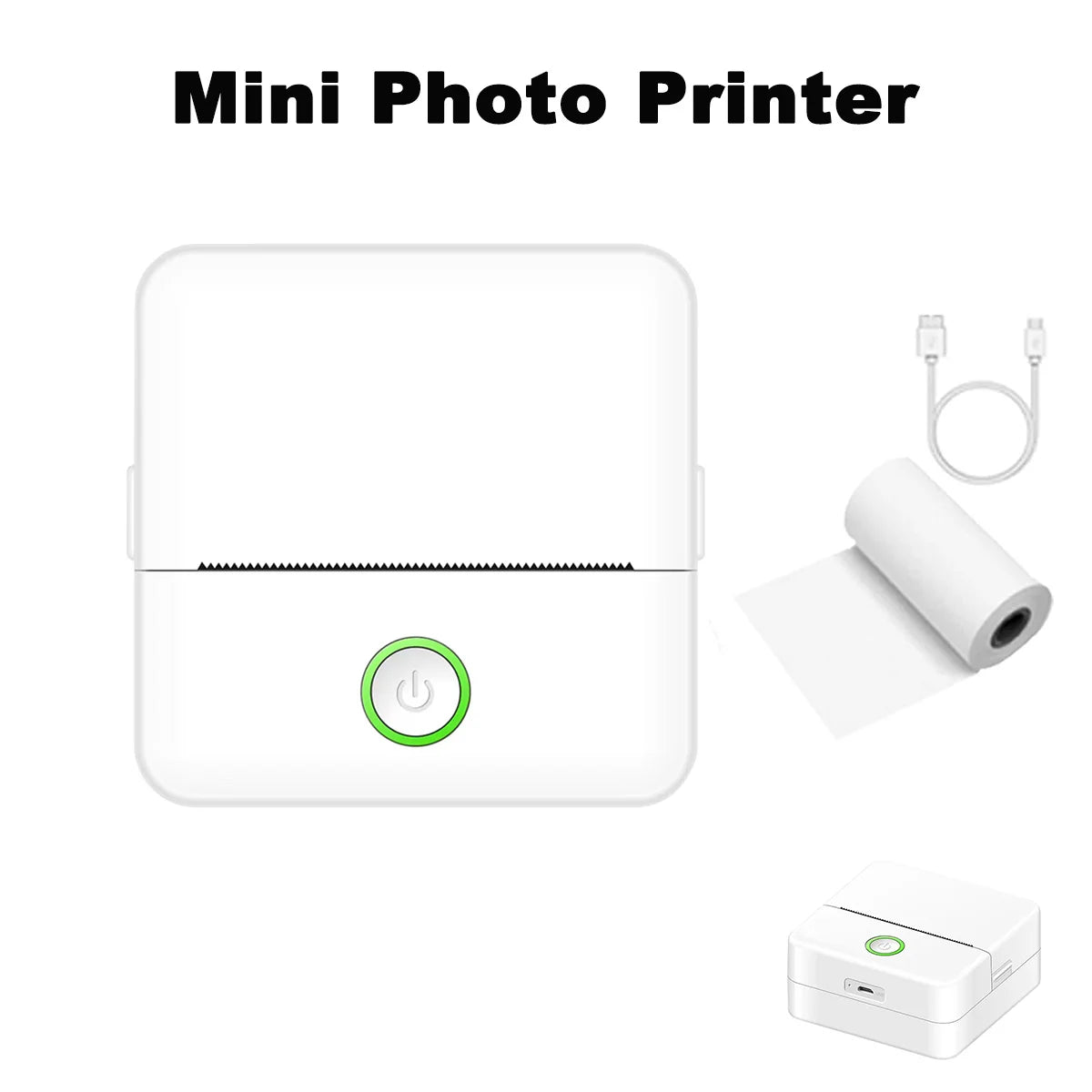 Thermal Mini Printer, Portable Inkless Sticker Maker,Bluetooth Free Cut Small Pocket Printer for Children DIY 57mm Photo Prin