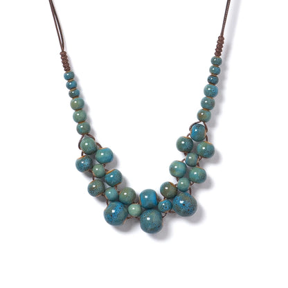 Colorful Handmade Ceramic Necklace Multilayer Adjustable Boho Vintage Jewelry Unique Statement Accessory for Women 198