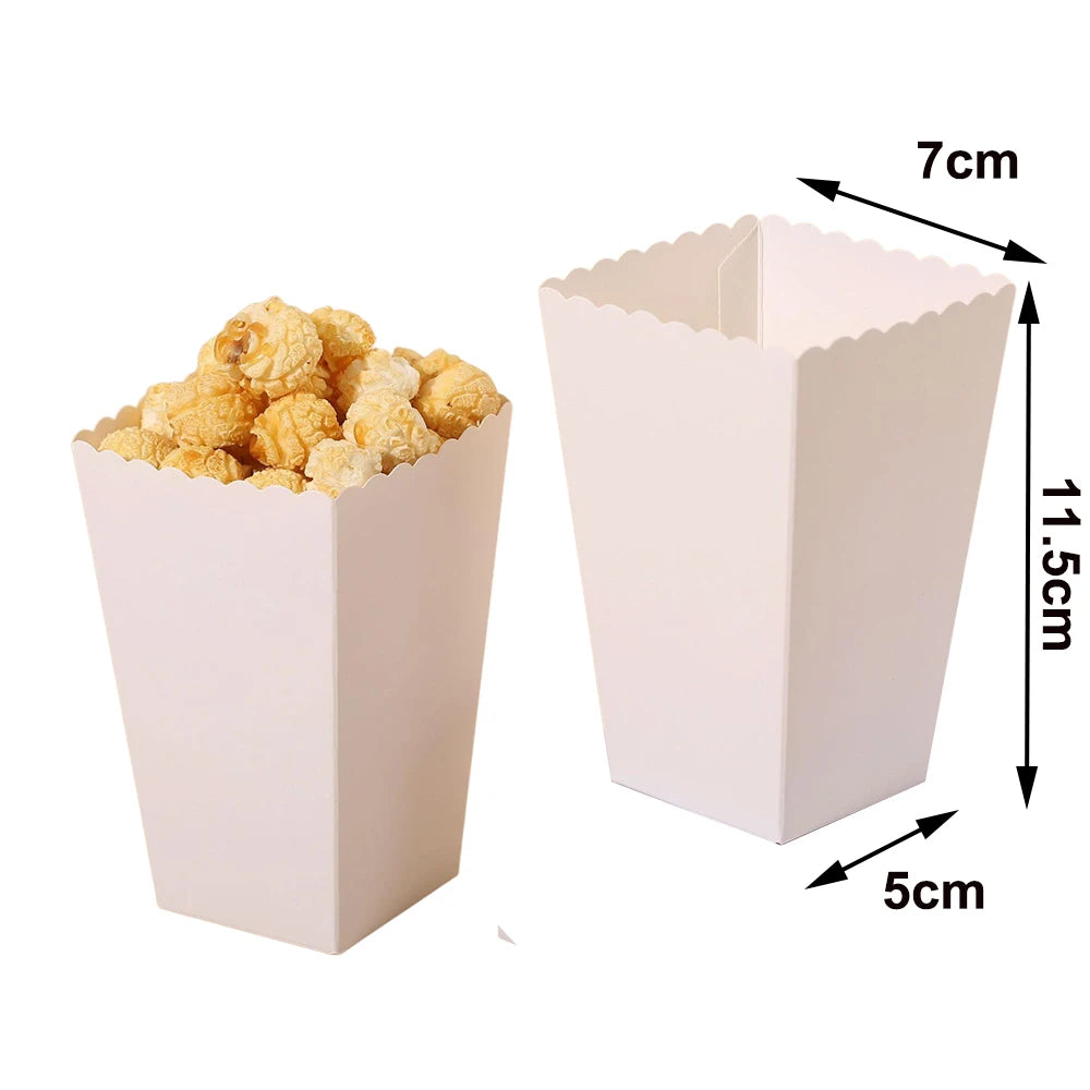 6/12/24 Solid Color Paper Food Trays Disposable Food Boat Black White Blue Yellow Popcorn Box Baby Showe Birthday Party Suppl