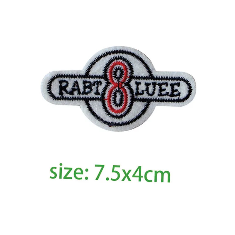 1PCS Black White English Alphabet Rectangle Embroidery Patches for Clothing Stripes Written Words Sticker Clothes Letters Bad