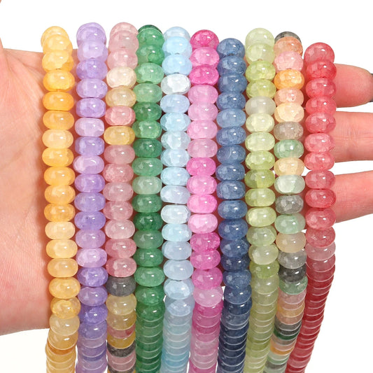 1 String 5x8mm Glass Beads Colorful Abacus Flat Round Loose Beads For Jwelry Making DIY Crafts Bracelets Necklace Accessories