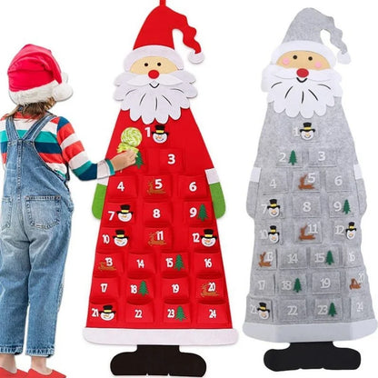 Santa Claus Felt Advent Calendar Countdown to Christmas Wall Hanging for Home Holiday Decor Festive Seasonal Ornament