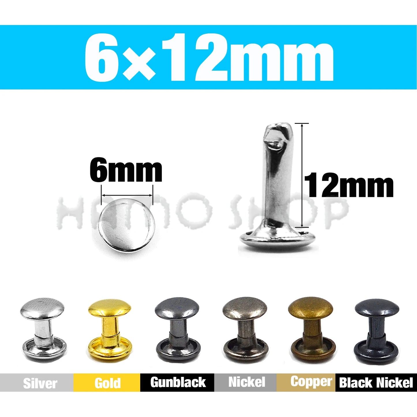 100Sets 5-15mm Metal Double Cap Rivets Stud Round Nail Rivet For Leathercraft Accessories Repair Shoes Bag Belt Clothing Garm