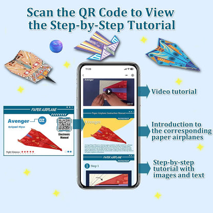 12/32 Sheets Origami Paper Airplane Kit 16 Classic Designs World Record Planes Boys Girls Beginner Gift Party Favor Easy to F