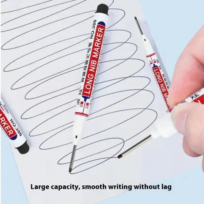 4/12 Pcs Waterproof Long Head Markers Deep Hole Marker Pen for Metal Carpenter Red/Black/Blue/Green Ink Woodworking Tools Mar
