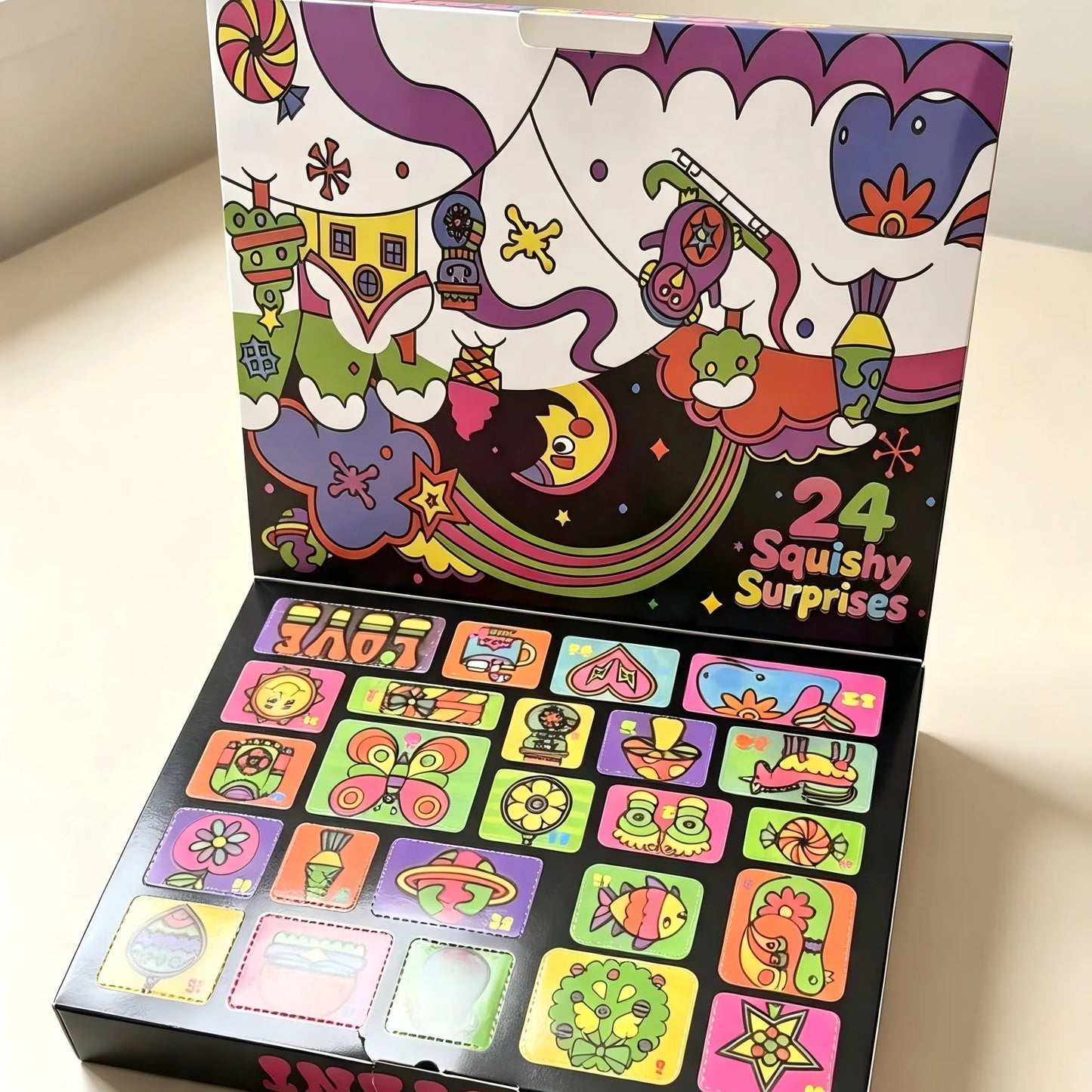 Christmas Easter Advent Calendar 24 Pcs Unique Cute Squishy Fidget Toy Slow Rebound Anxiety Relief Mystery Surprise Gift Box