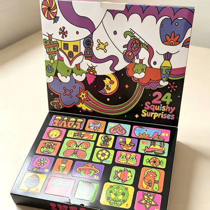 Christmas Easter Advent Calendar 24 Pcs Unique Cute Squishy Fidget Toy Slow Rebound Anxiety Relief Mystery Surprise Gift Box