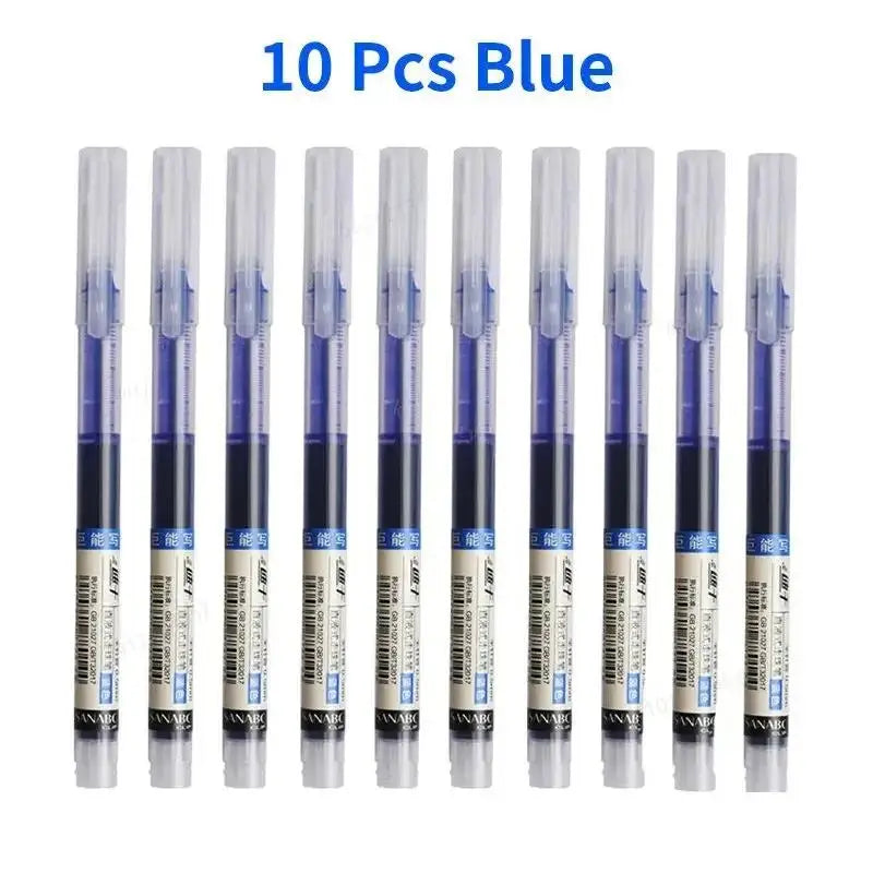10pcs Gel Pens 0.5mm Needle Type Gel Ink Pens Straight Liquid Ballpoint Pen Colors Stationery School Office Writing Stationer