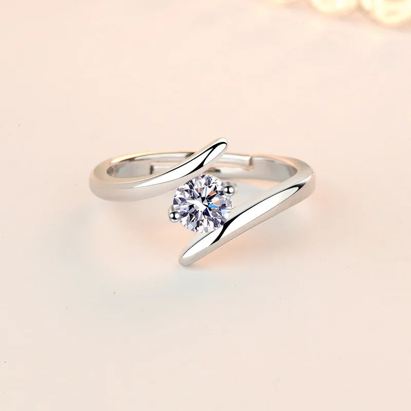 925 Sterling Silver Ring Simple Generous Zircon luxury For Women Rings Wedding Fine Jewelry Accessories Party Gift