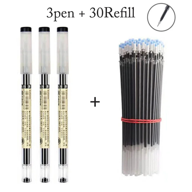 Japan Fine Point Pen 0.35mm Black Blue Red Ink Gel Pen Ballpoint Pen School Office Student Writing Stationery Supply - 3pen 3