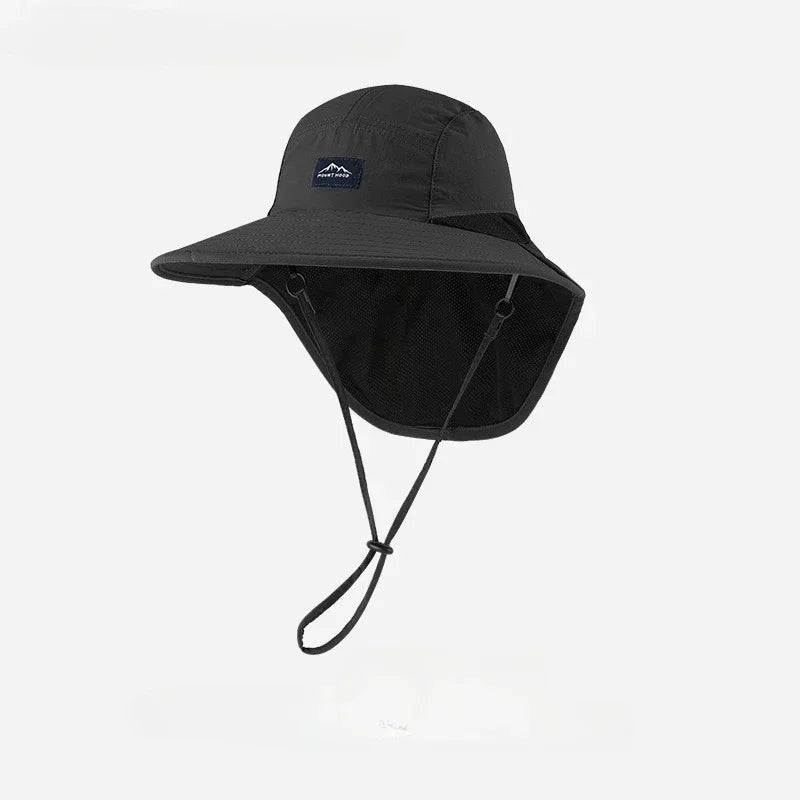 Caps Summer Wide Brim Neck Protection Unisex Bucket Hats Outdoor Visor Quick-drying Panama Sunscreen Tied Fishing Hiking Hat 