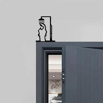 Bathroom Sign Black Shower Figure Wall Decoration Minimalist Line Rustic Door Sign Funny Shower Man Wall Art Home Decor
