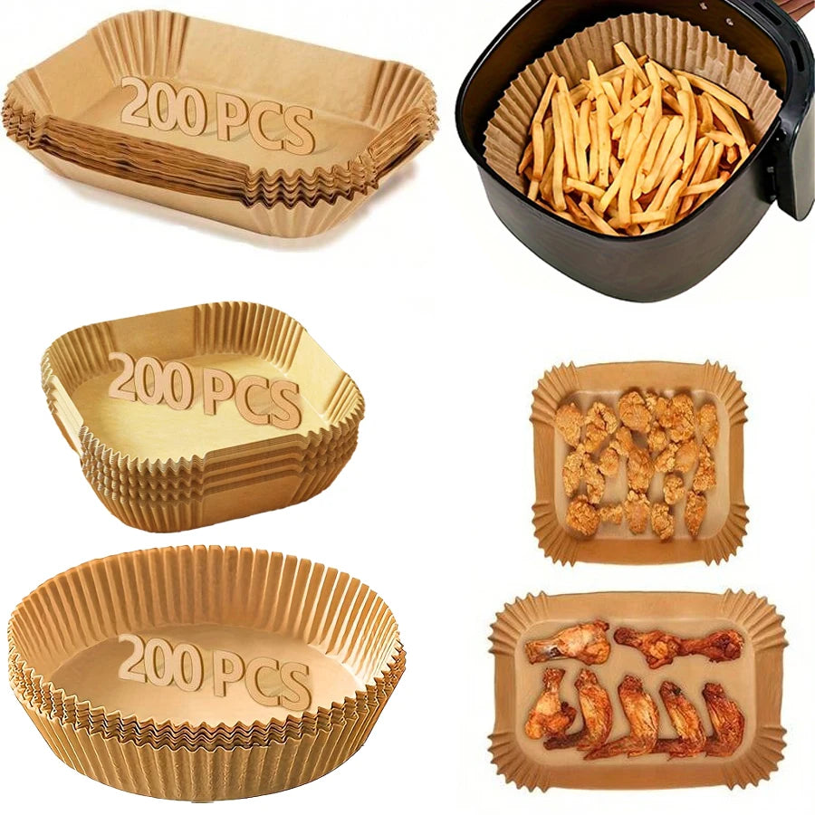 Air Fryer Paper Liners Disposable Oil-Proof Waterproof Baking Paper Round Square And Rectangle Parchment Kitchen Party Suppli