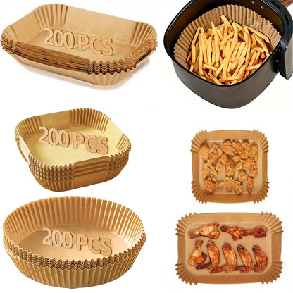 Air Fryer Paper Liners Disposable Oil-Proof Waterproof Baking Paper Round Square And Rectangle Parchment Kitchen Party Suppli