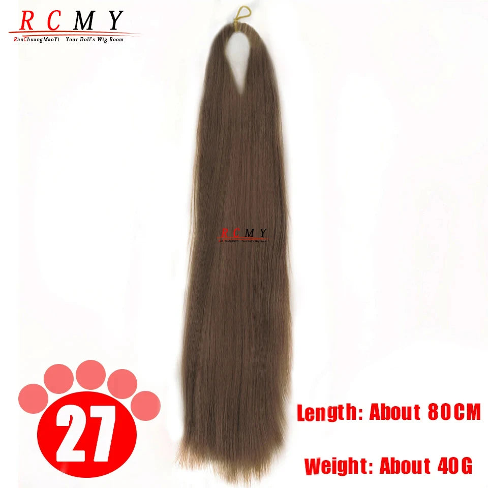 BJD SD Doll 80CM/40 White Black Hair Row Milk Silk Anti-Mohair Wig Handmade Hook Transplant Material for Girls and Boys Hair 