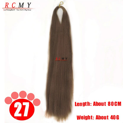 BJD SD Doll 80CM/40 White Black Hair Row Milk Silk Anti-Mohair Wig Handmade Hook Transplant Material for Girls and Boys Hair 