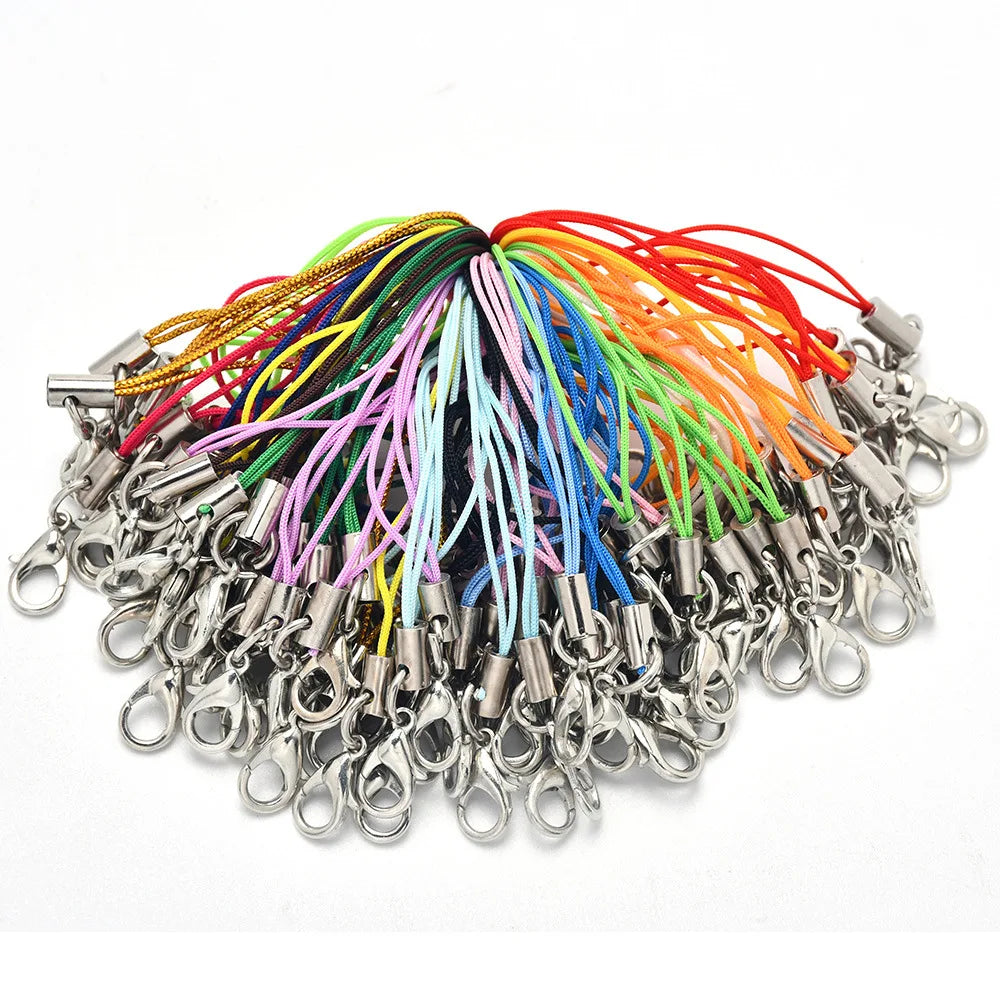 50pcs Mix Color Lobster Clasp Cords Strap Charms Lanyard String Wrist for Cell Phone Flash Drives Keychain DIY Jewelry Access