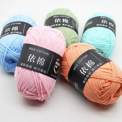 50g 4ply Milk Cotton Knitting Wool Yarn Needlework Dyed Lanas For Crochet Craft Sweater Hat Dolls Sewing Knitting Tools