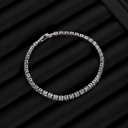 Luxury Hiphop Iced Out 4mm Cubic Zirconia Crystal Tennis Bracelets For Women Men Gold Color Silver Color Bracelet Chain Jewel