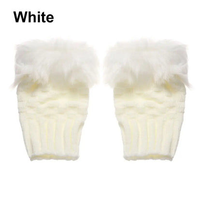 Rabbits Knitted Gloves, Faux Rabbit Hair Mittens, Warm Fingerless Gloves for Winter, Cozy Texting Gloves, Stylish Outdoor Han