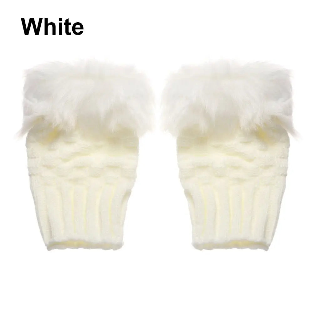 Rabbits Knitted Gloves, Faux Rabbit Hair Mittens, Warm Fingerless Gloves for Winter, Cozy Texting Gloves, Stylish Outdoor Han