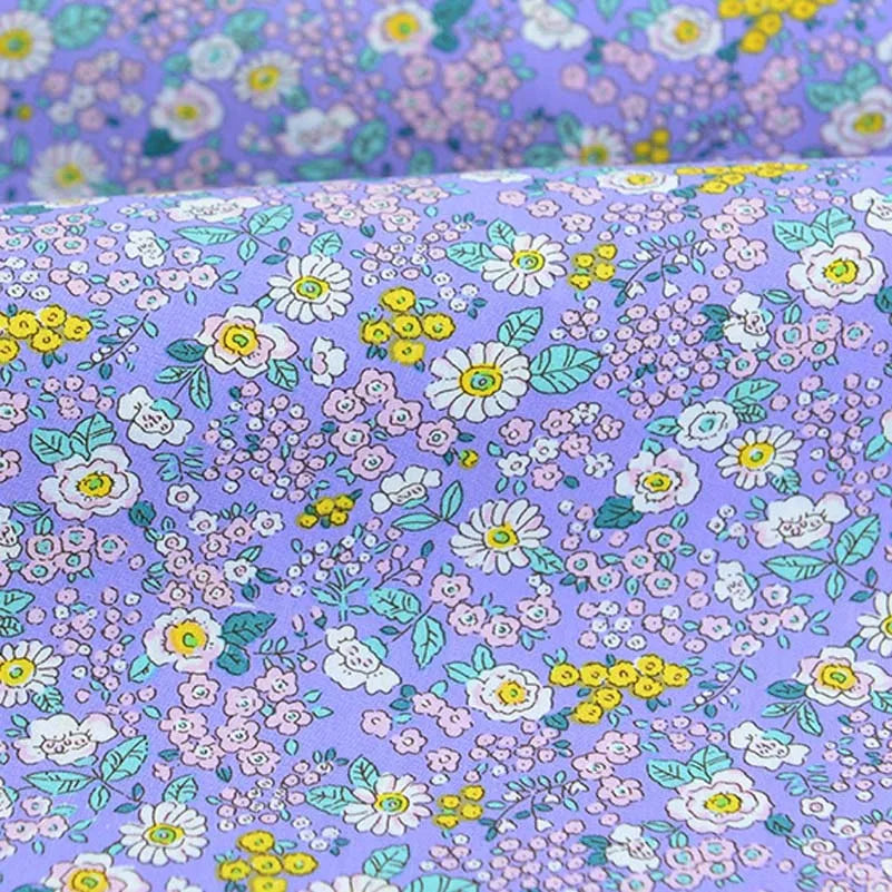 Floral Fabric Flower Cotton Printed Poplin Quilting Clothes Patchwork Muslin Sewing Accessories - J033