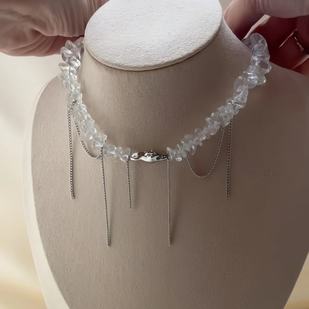 New Irregular Choker Vintage Tassels Zircon Heart Pendant Necklace For Women Female Geometric Baroque Transparent Crystal Cha
