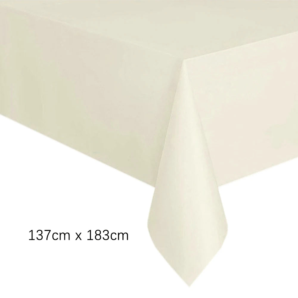 Disposable Tablecloth White Pink Table Cover Plastic Rectangle Desk Cloth for Birthday Wedding Party Table Decor Xmas - 1pc W