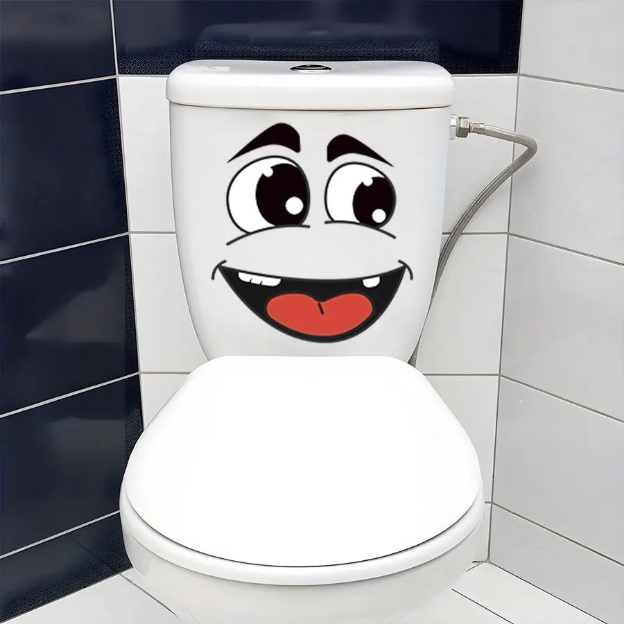 4 sheets/Set Cartoon Face Stickers,Self-Adhesive, Plastic Surface Compatible,Home Decoration Suitable for Trash Can, oilet De