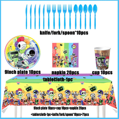 Dandys World Theme Birthday Party Decoration Disposable Tableware Dandy Balloon Napkin Backdrop For Baby Shower Kid Gift Supp