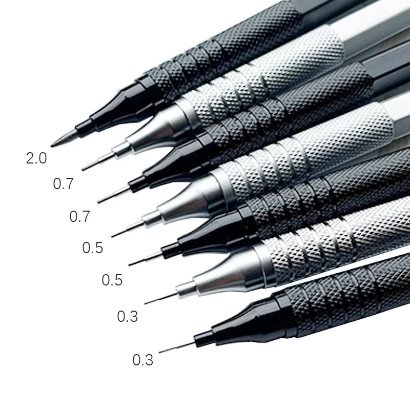 High Quality Metal Mechanical Pencils Set with Lead Refills Drafting Automatic Pencil 0.3, 0.5, 0.7, 2.0mm Pencil for Art Sup