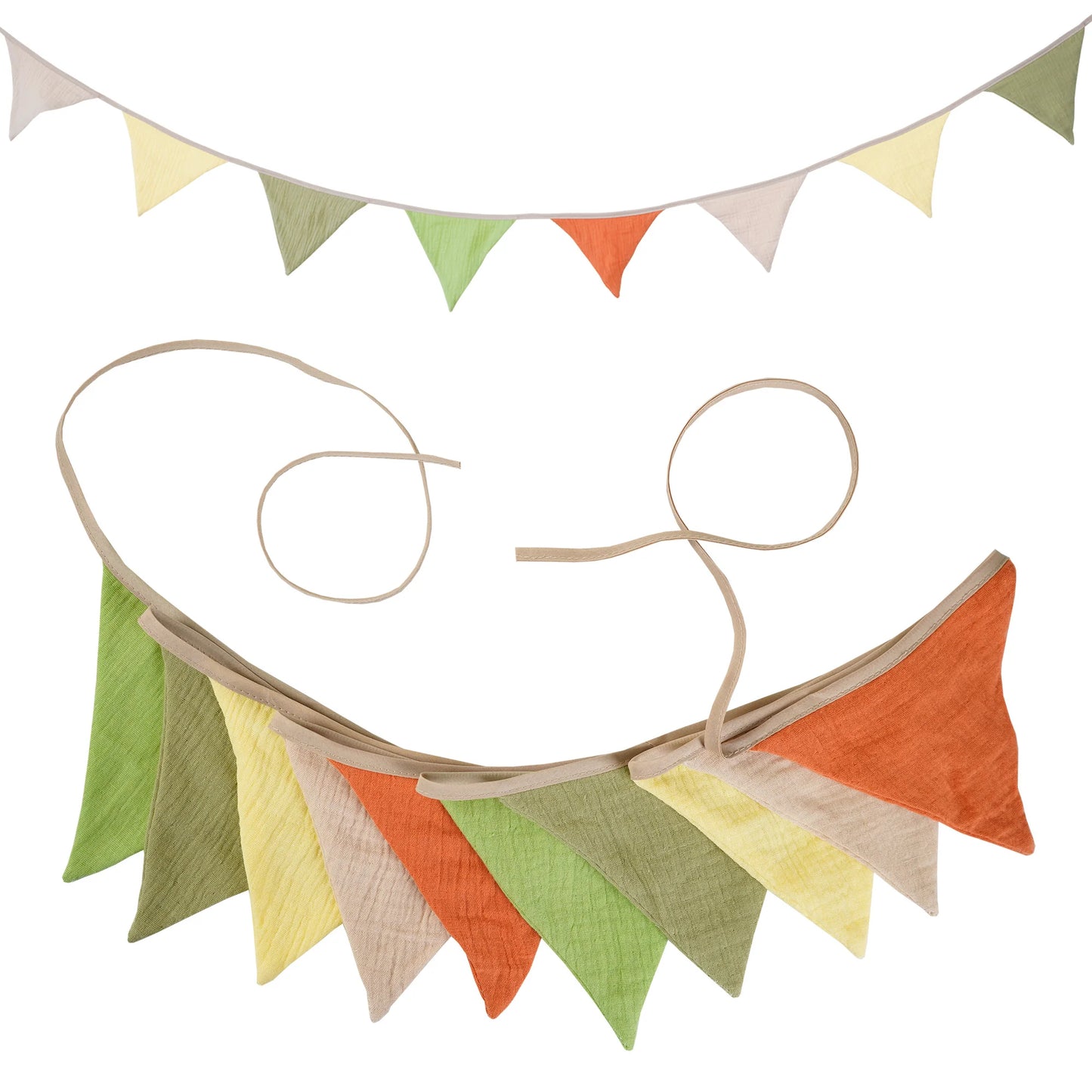 2.6M Nursery Fabric Bunting 10 Triangle Pennant Flags Party Decor Banner Home Baby Shower Carnival Garland - NO015-Spring