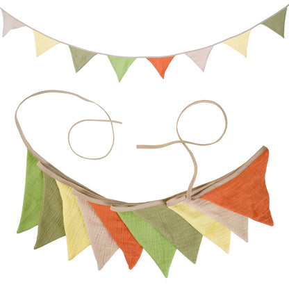 2.6M Nursery Fabric Bunting 10 Triangle Pennant Flags Party Decor Banner Home Baby Shower Carnival Garland - NO015-Spring