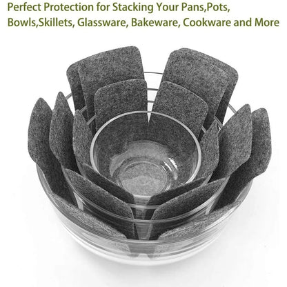 Pot and Pan Protectors, Set of 12 and 3 Different Size, Pot Dividers Pads/Stacking Pan Protectors/Pan Separators Pads