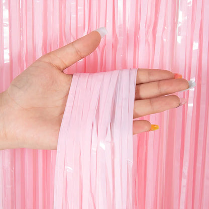 as a Party Metallic Tinsel Foil Fringe Curtains Backdrop for Birthday New Year Eve Party Photo Wedding Baby Shower Decor - Ma
