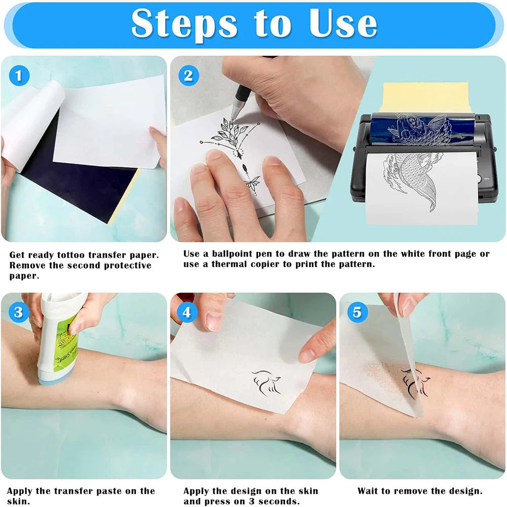 200-5PCS Tattoo Transfer Paper A4 Size Carbon Thermal Stencil Papers Tattoo Tracing Copier Paper for Printer Tattoo Accessori