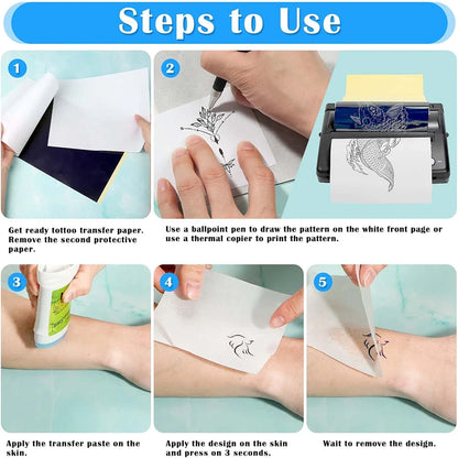 200-5PCS Tattoo Transfer Paper A4 Size Carbon Thermal Stencil Papers Tattoo Tracing Copier Paper for Printer Tattoo Accessori