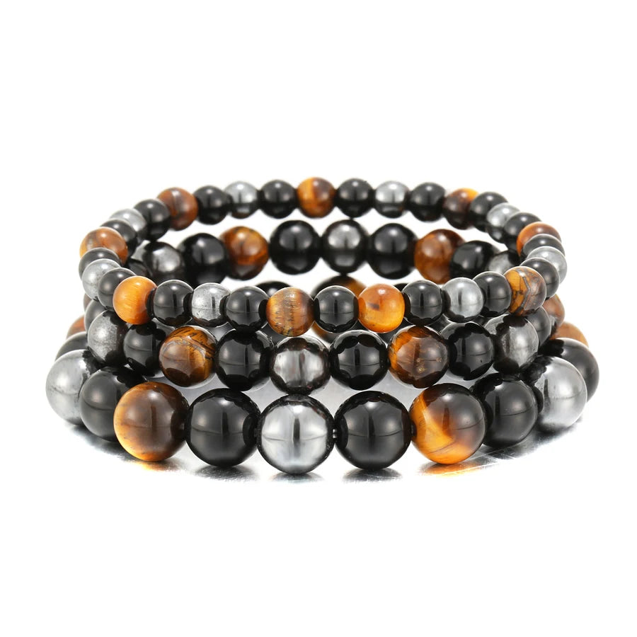 Natural Black Obsidian Hematite Tiger Eye Beads Bracelets Men for Magnetic Health Protection Women Soul Jewelry Pulsera Hombr
