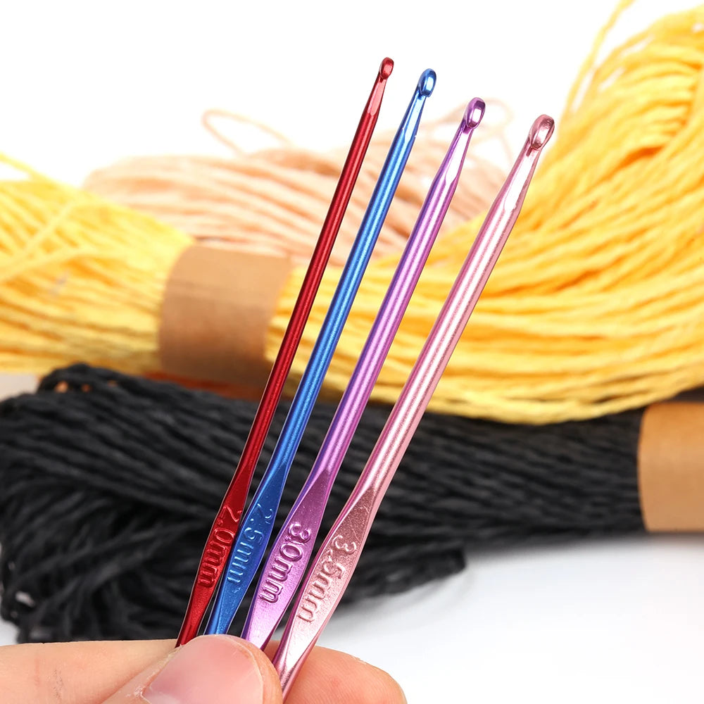 8pcs Metal Handle Crochet Hook Colorful Aluminum Knitting Needles Single Head Crochet Knitting Yarn Crafts DIY Apparel Needle