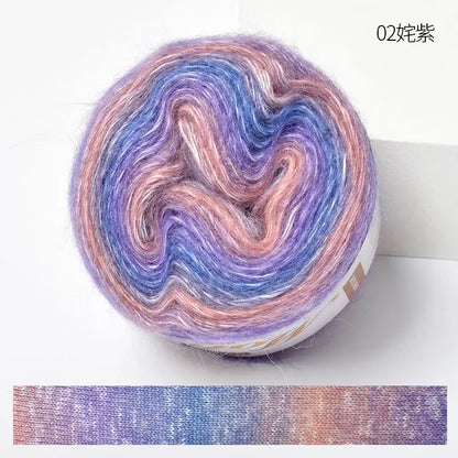 Crochet Yarn, 250M Gradient Colorful Mohair, Soft Velvet Cotton Blend, DIY Knitting Supplies, Hand Knitting Thread, Crochetin