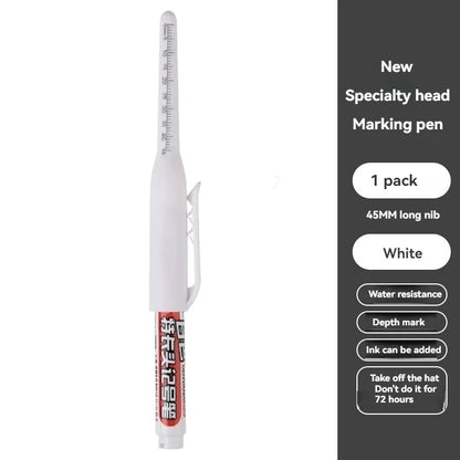 45mm Waterproof Deep Hole Marker Pens Long Nib Head Carpenter Pen White/Black/Blue Ink for Multi-Purpose Woodworking Hand Too