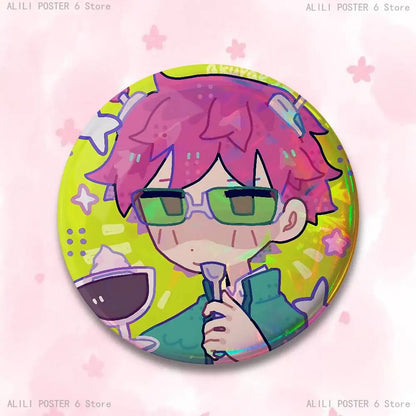S-Saiki K D-Disastrous L-Life Badges 25 32 44 58 75 mm Round Cosplay Pin Bag Decor Fans Collect Friends Gifts Brooch Souvenir