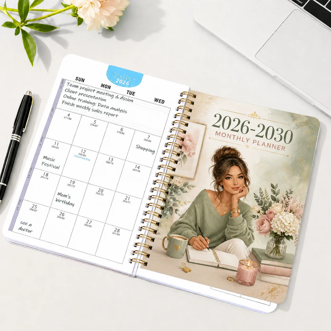 2026-2030 Monthly Planner Journal, A5 Spiral-Bound Life Organizer with Weekly & Monthly Views, Perfect for Work, School & Per
